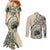 Aloha Hawaii Tapa Couples Matching Mermaid Dress and Long Sleeve Button Shirt Summer Green Hawaiian Ipu - Polynesian Pride