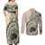 Aloha Hawaii Tapa Couples Matching Off Shoulder Maxi Dress and Long Sleeve Button Shirt Summer Green Hawaiian Ipu - Polynesian Pride