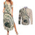 Aloha Hawaii Tapa Couples Matching Summer Maxi Dress and Long Sleeve Button Shirt Summer Green Hawaiian Ipu - Polynesian Pride