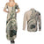 Aloha Hawaii Tapa Couples Matching Summer Maxi Dress and Long Sleeve Button Shirt Summer Green Hawaiian Ipu - Polynesian Pride