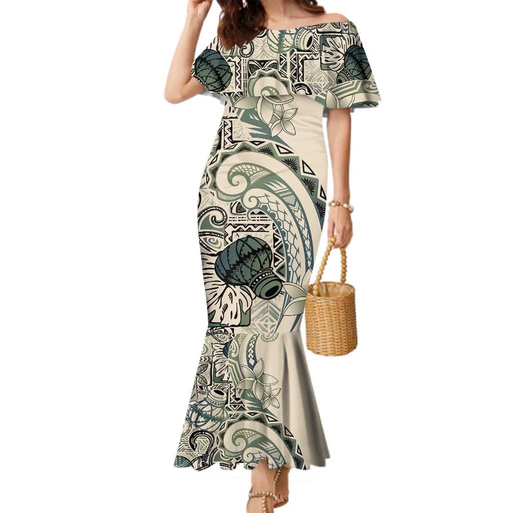 Aloha Hawaii Tapa Family Matching Mermaid Dress and Hawaiian Shirt Summer Green Hawaiian Ipu - Polynesian Pride
