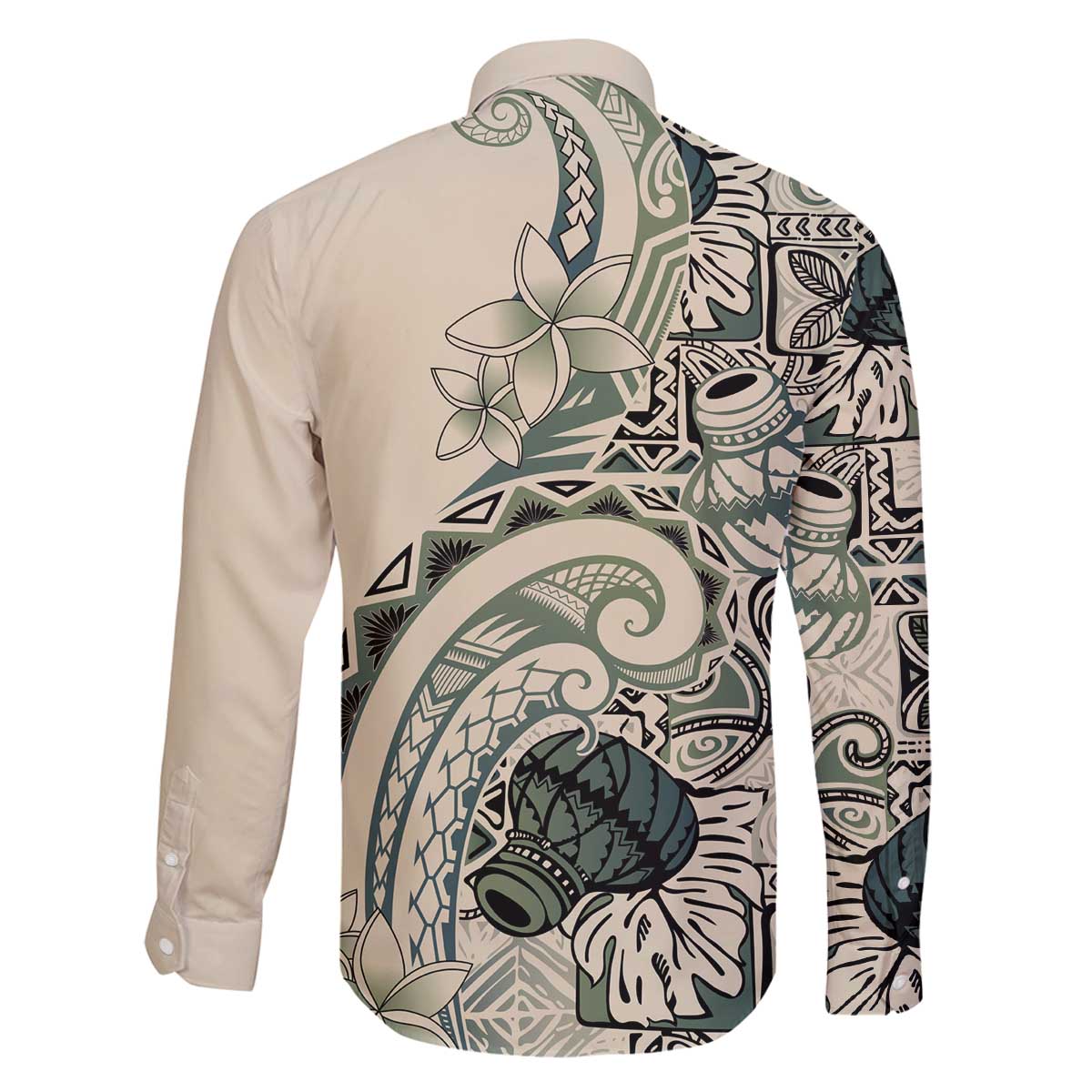 Aloha Hawaii Tapa Family Matching Off The Shoulder Long Sleeve Dress and Hawaiian Shirt Summer Green Hawaiian Ipu - Polynesian Pride