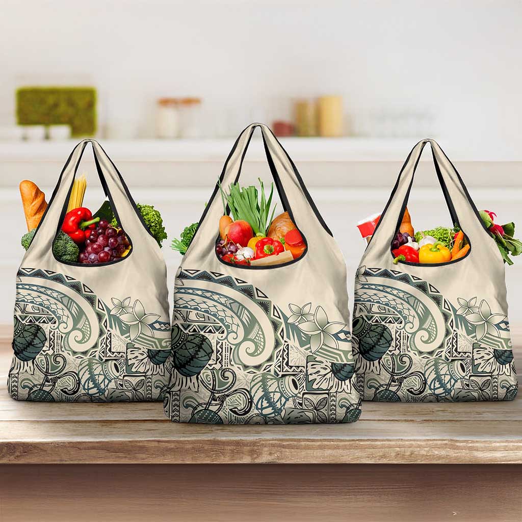 Aloha Hawaii Tapa Grocery Bag Summer Green Hawaiian Ipu - Polynesian Pride