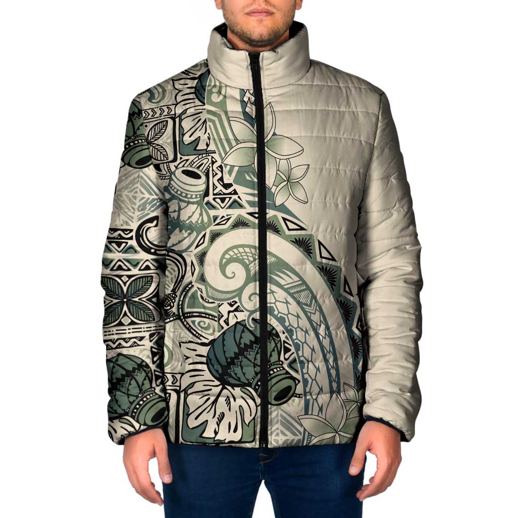 Aloha Hawaii Tapa Padded Jacket Summer Green Hawaiian Ipu - Polynesian Pride