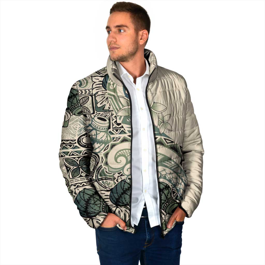 Aloha Hawaii Tapa Padded Jacket Summer Green Hawaiian Ipu - Polynesian Pride