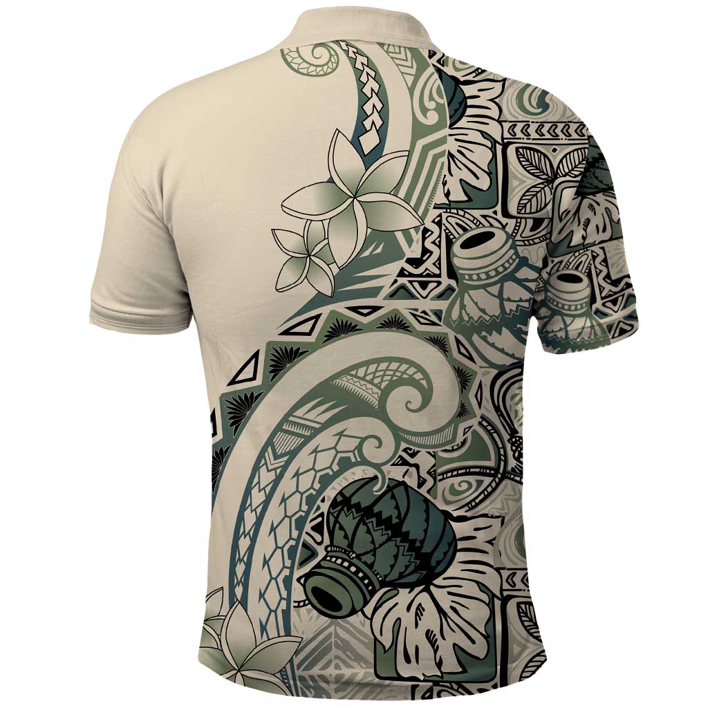 Aloha Hawaii Tapa Polo Shirt Summer Green Hawaiian Ipu - Polynesian Pride