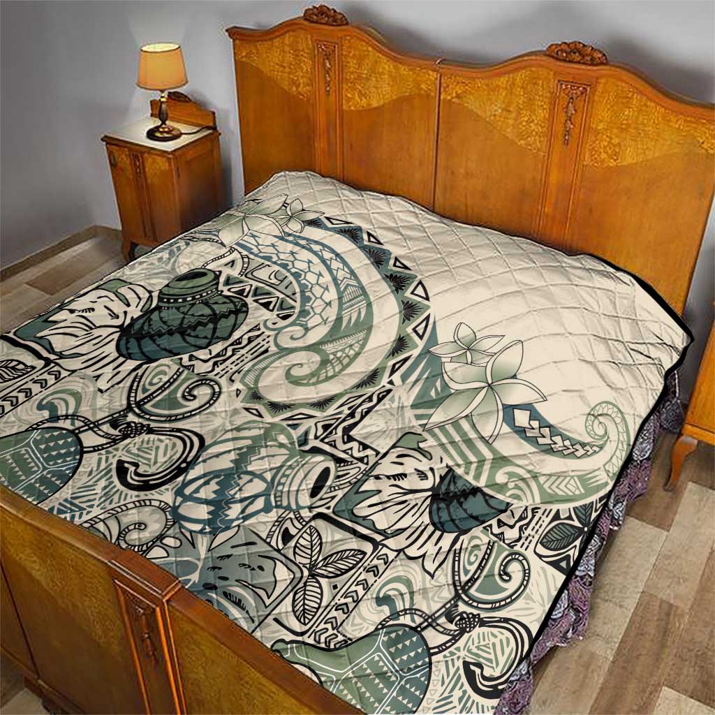 Aloha Hawaii Tapa Quilt Summer Green Hawaiian Ipu - Polynesian Pride