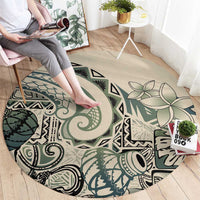 Aloha Hawaii Tapa Round Carpet Summer Green Hawaiian Ipu - Polynesian Pride