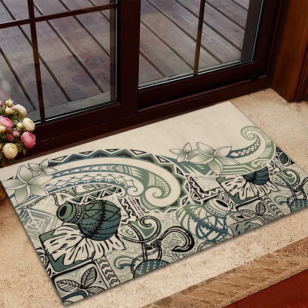 Aloha Hawaii Tapa Rubber Doormat Summer Green Hawaiian Ipu - Polynesian Pride