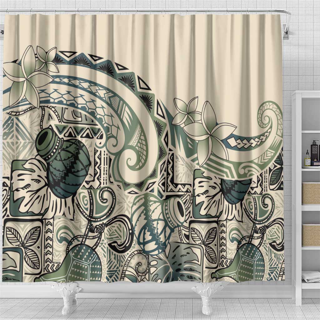 Aloha Hawaii Tapa Shower Curtain Summer Green Hawaiian Ipu - Polynesian Pride