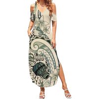 Aloha Hawaii Tapa Summer Maxi Dress Summer Green Hawaiian Ipu - Polynesian Pride