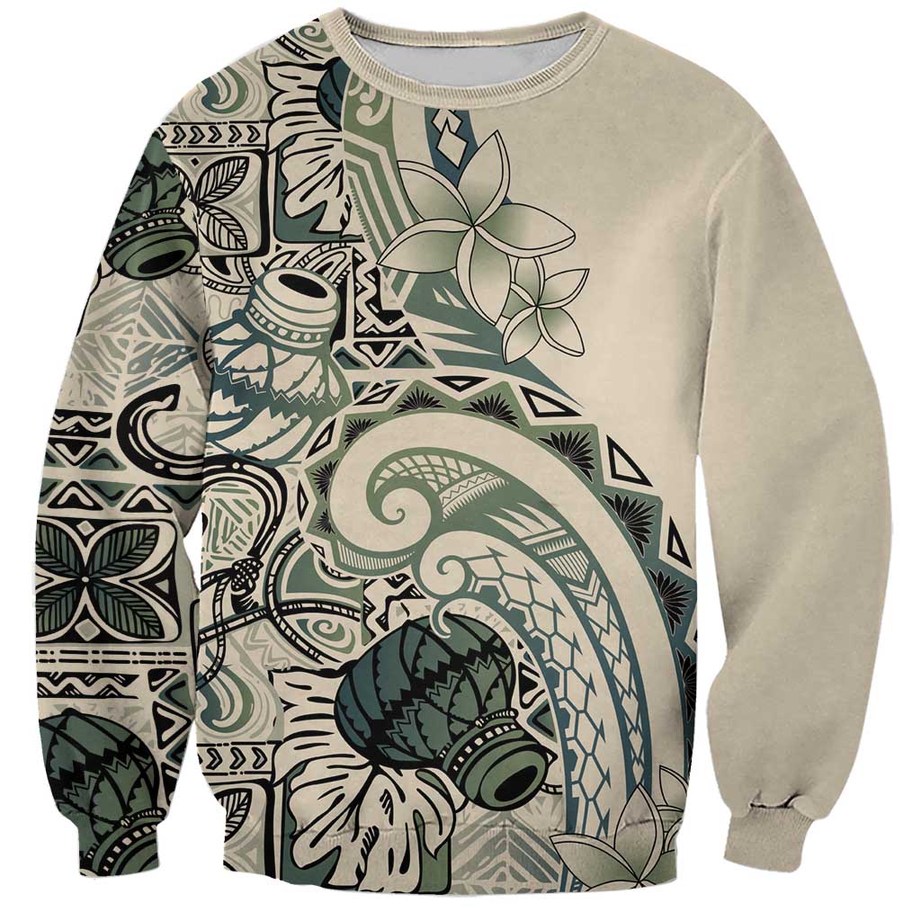 Aloha Hawaii Tapa Sweatshirt Summer Green Hawaiian Ipu - Polynesian Pride