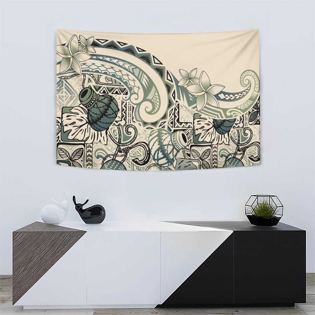 Aloha Hawaii Tapa Tapestry Summer Green Hawaiian Ipu - Polynesian Pride