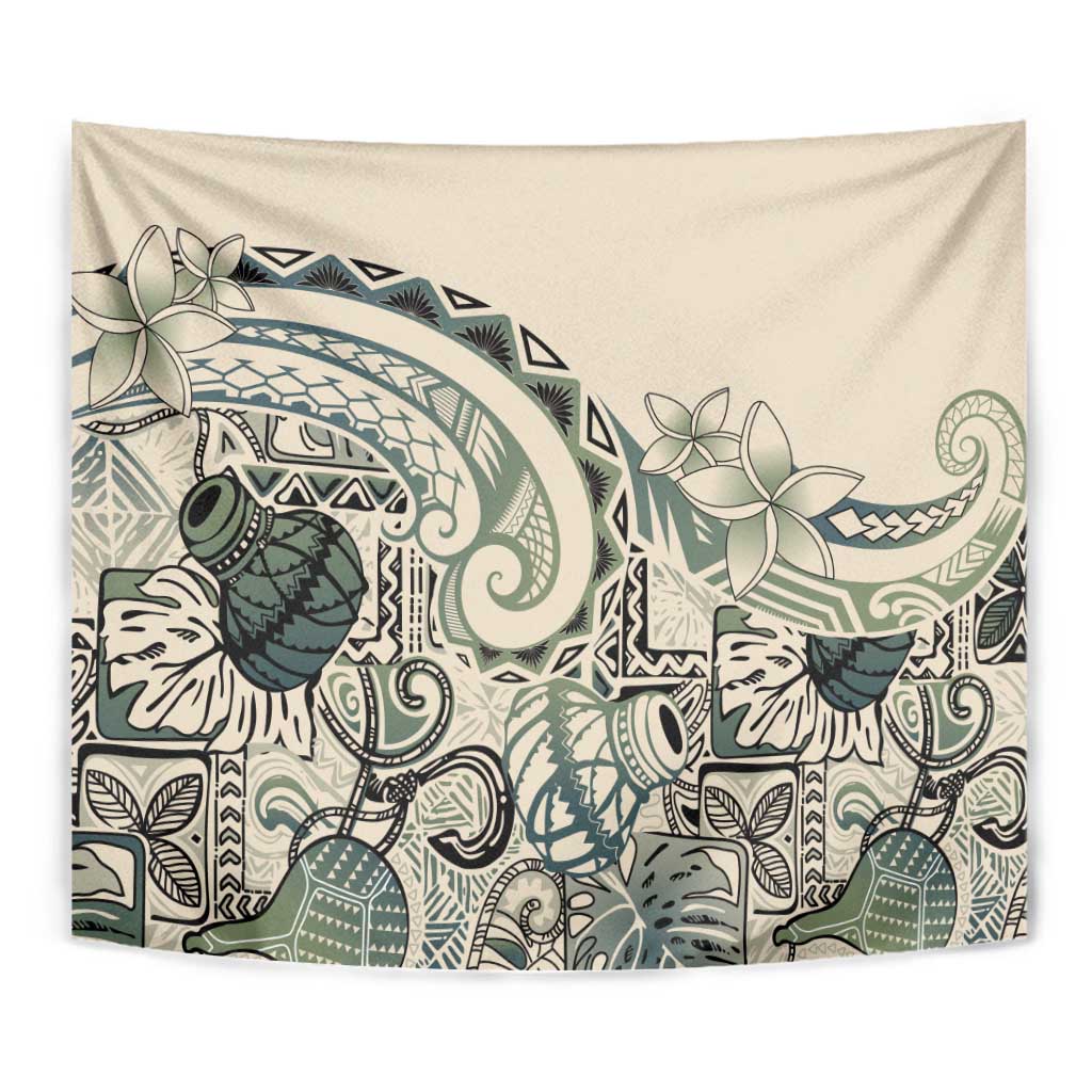Aloha Hawaii Tapa Tapestry Summer Green Hawaiian Ipu - Polynesian Pride