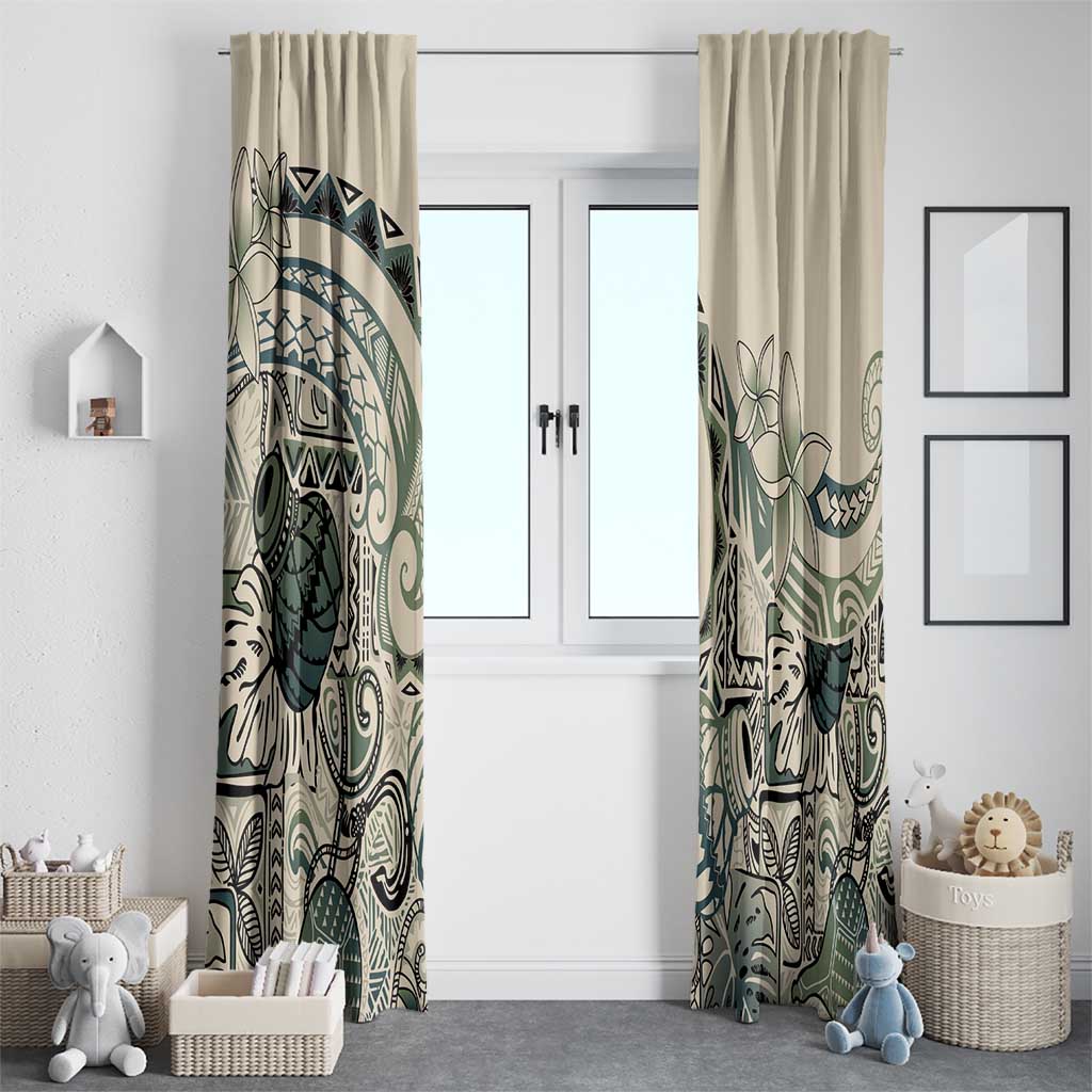 Aloha Hawaii Tapa Window Curtain Summer Green Hawaiian Ipu LT7 - Polynesian Pride