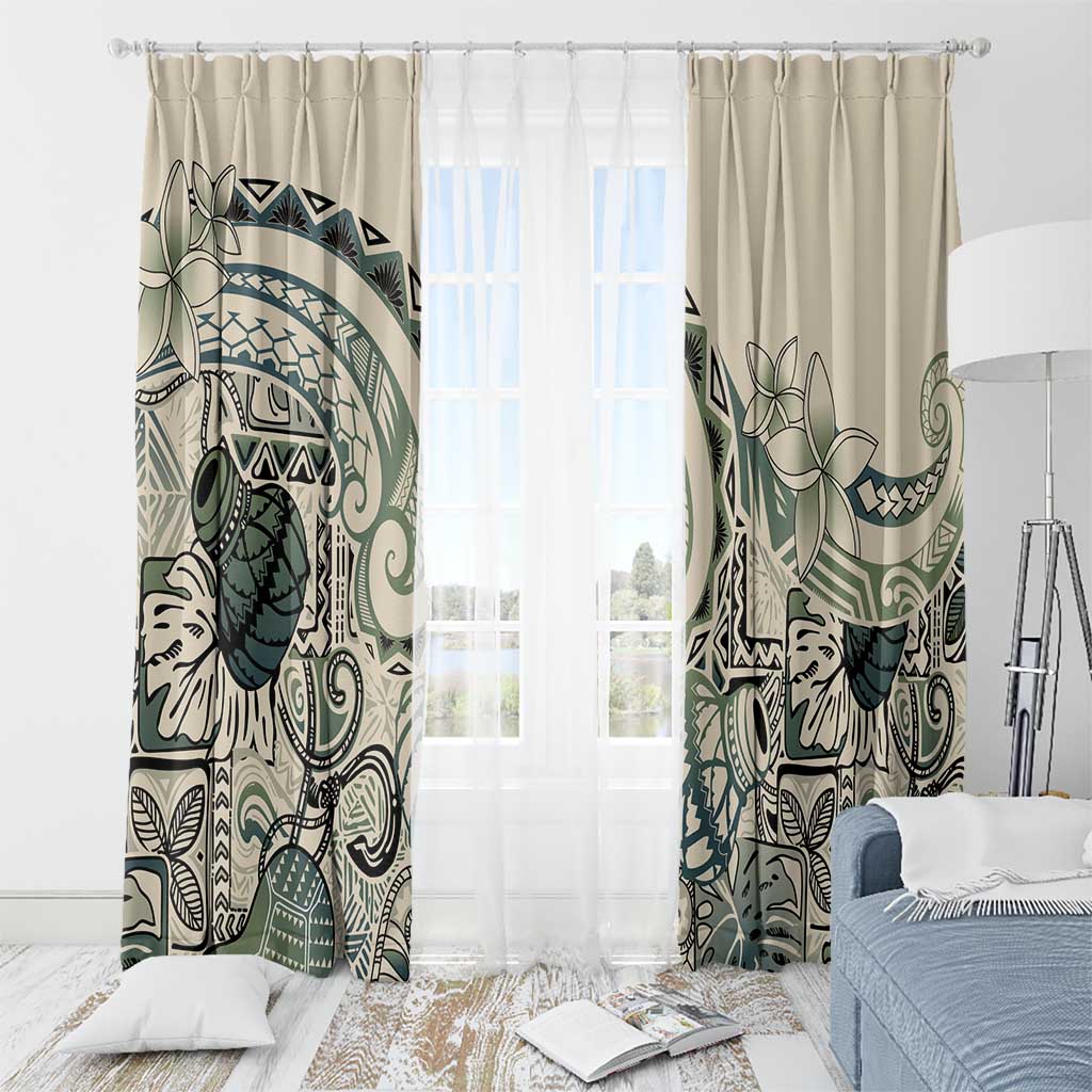 Aloha Hawaii Tapa Window Curtain Summer Green Hawaiian Ipu LT7 - Polynesian Pride