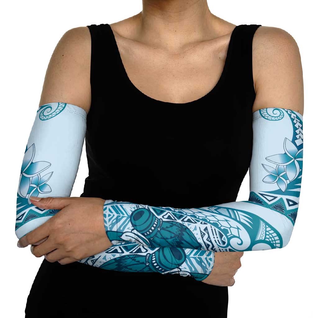 Aloha Hawaii Tapa Arm Sleeves Cool Turquoise Hawaiian Ipu - Polynesian Pride
