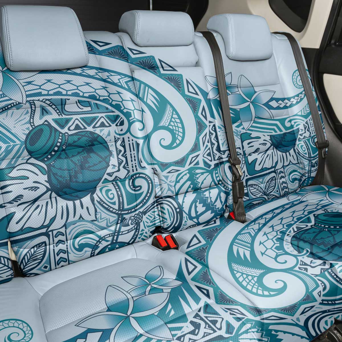 Aloha Hawaii Tapa Back Car Seat Cover Cool Turquoise Hawaiian Ipu - Polynesian Pride