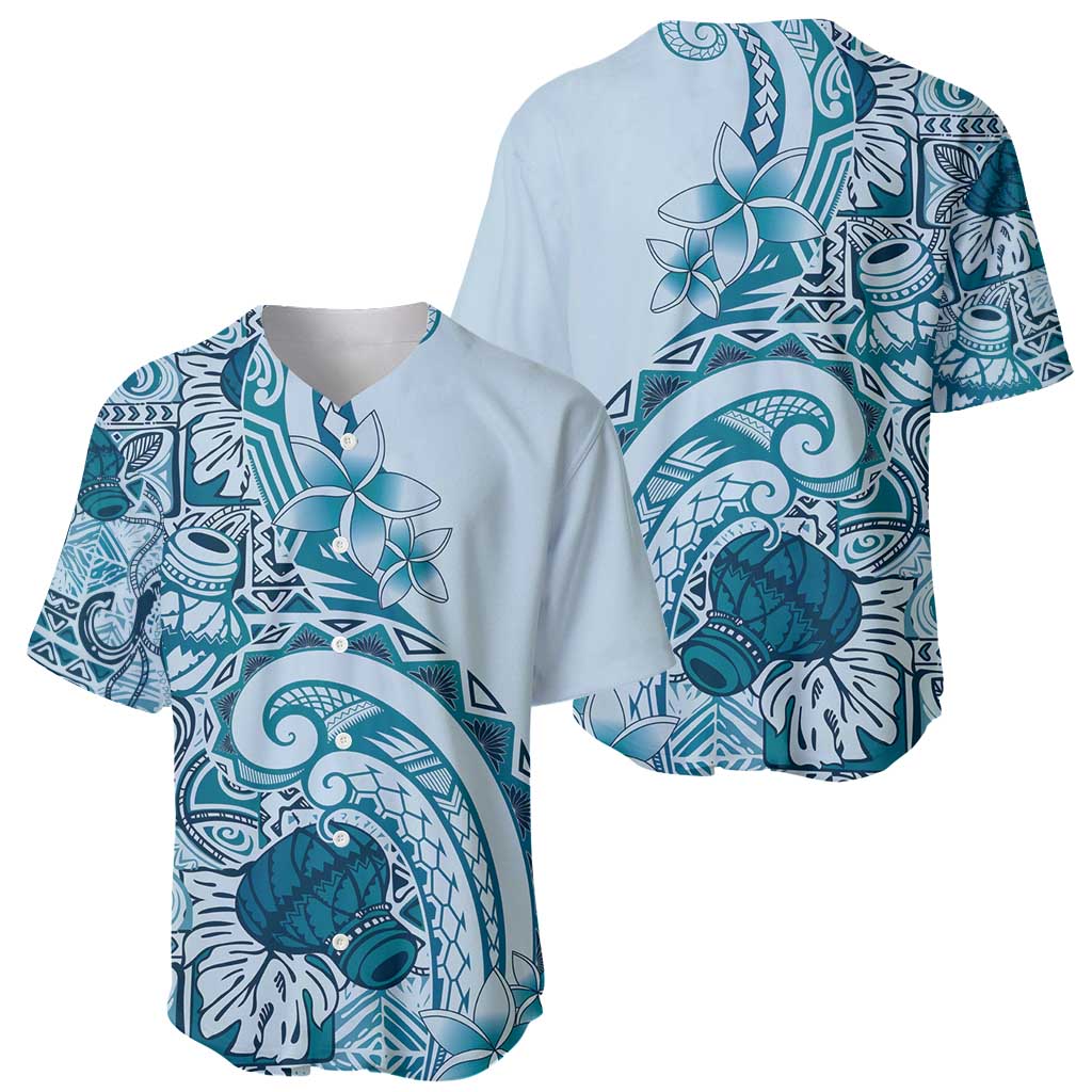 Aloha Hawaii Tapa Baseball Jersey Cool Turquoise Hawaiian Ipu - Polynesian Pride