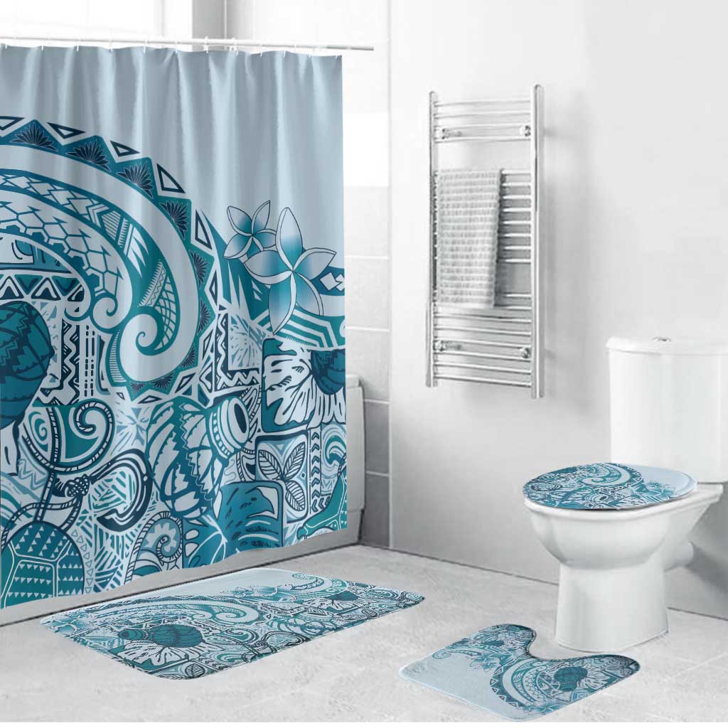 Aloha Hawaii Tapa Bathroom Set Cool Turquoise Hawaiian Ipu - Polynesian Pride