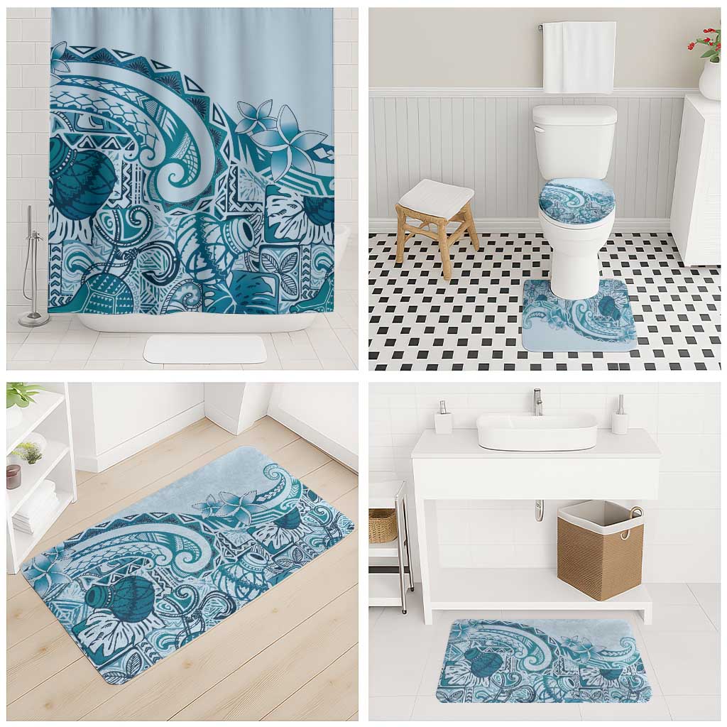 Aloha Hawaii Tapa Bathroom Set Cool Turquoise Hawaiian Ipu - Polynesian Pride