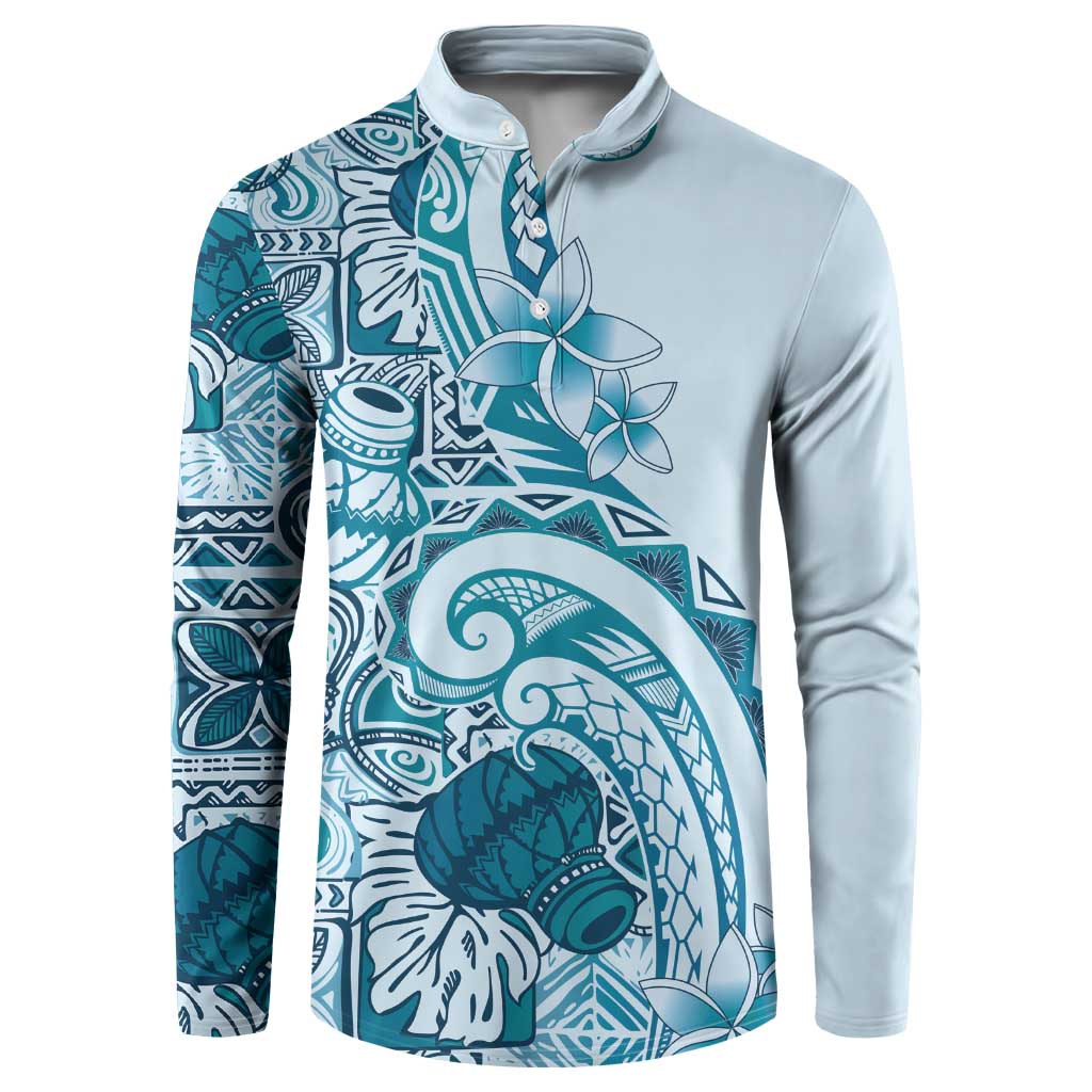 Aloha Hawaii Tapa Button Sweatshirt Cool Turquoise Hawaiian Ipu - Polynesian Pride