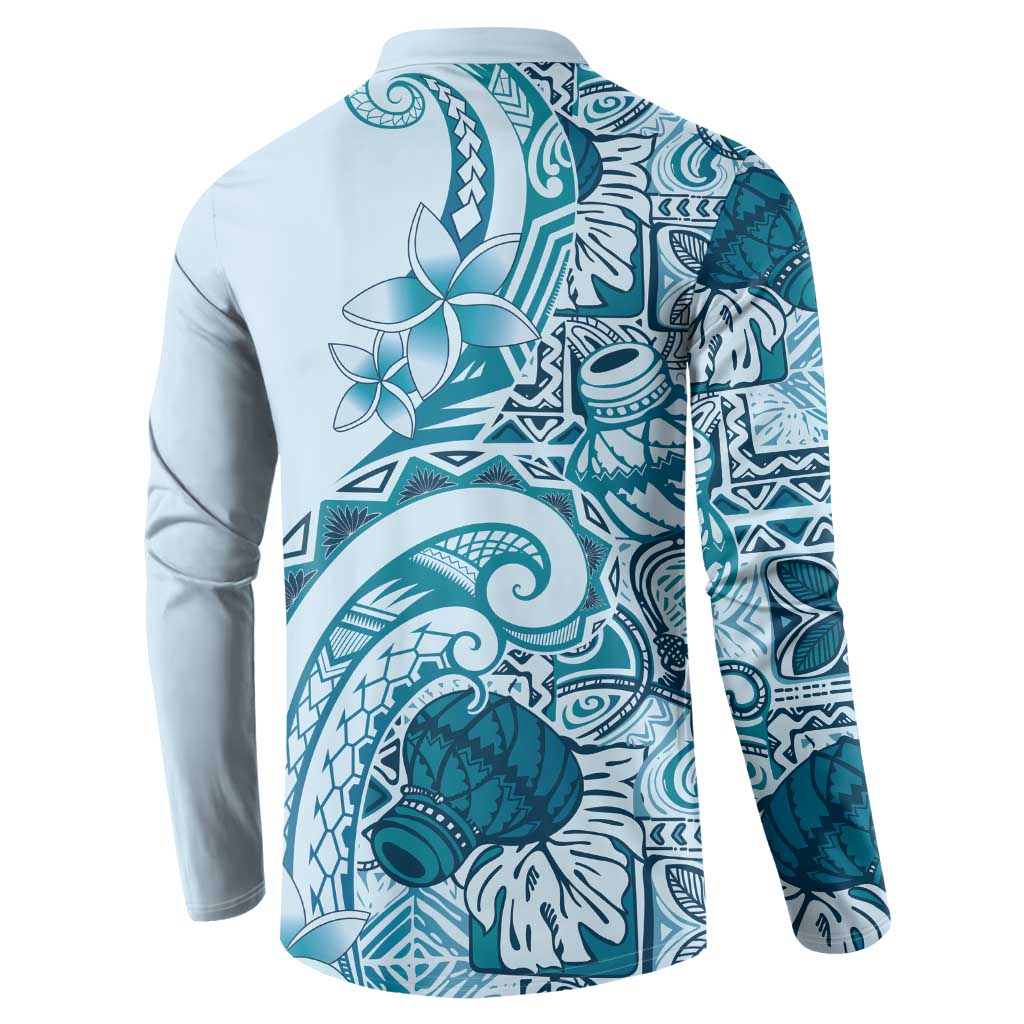 Aloha Hawaii Tapa Button Sweatshirt Cool Turquoise Hawaiian Ipu - Polynesian Pride