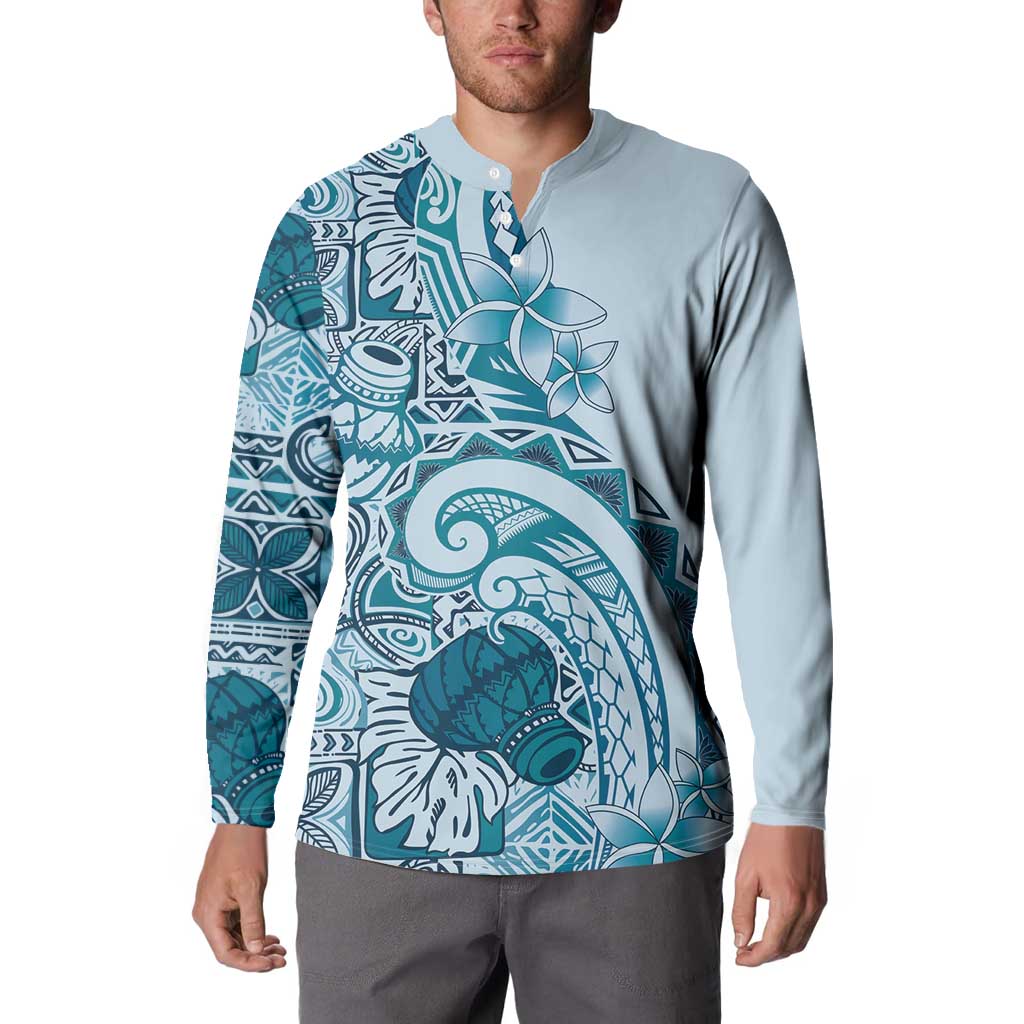 Aloha Hawaii Tapa Button Sweatshirt Cool Turquoise Hawaiian Ipu - Polynesian Pride