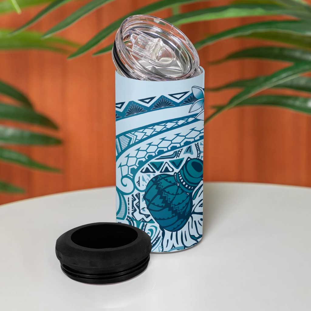 Aloha Hawaii Tapa 4 in 1 Can Cooler Tumbler Cool Turquoise Hawaiian Ipu - Polynesian Pride