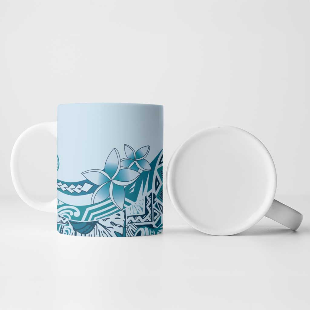 Aloha Hawaii Tapa Ceramic Mug Cool Turquoise Hawaiian Ipu - Polynesian Pride