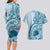 Aloha Hawaii Tapa Couples Matching Long Sleeve Bodycon Dress and Hawaiian Shirt Cool Turquoise Hawaiian Ipu - Polynesian Pride