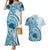 Aloha Hawaii Tapa Couples Matching Mermaid Dress and Hawaiian Shirt Cool Turquoise Hawaiian Ipu - Polynesian Pride