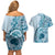 Aloha Hawaii Tapa Couples Matching Off Shoulder Short Dress and Hawaiian Shirt Cool Turquoise Hawaiian Ipu - Polynesian Pride