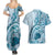 Aloha Hawaii Tapa Couples Matching Summer Maxi Dress and Hawaiian Shirt Cool Turquoise Hawaiian Ipu - Polynesian Pride