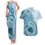 Aloha Hawaii Tapa Couples Matching Tank Maxi Dress and Hawaiian Shirt Cool Turquoise Hawaiian Ipu - Polynesian Pride