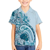 Aloha Hawaii Tapa Family Matching Puletasi and Hawaiian Shirt Cool Turquoise Hawaiian Ipu - Polynesian Pride