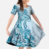 Aloha Hawaii Tapa Family Matching Summer Maxi Dress and Hawaiian Shirt Cool Turquoise Hawaiian Ipu - Polynesian Pride