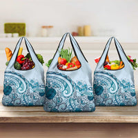 Aloha Hawaii Tapa Grocery Bag Cool Turquoise Hawaiian Ipu - Polynesian Pride