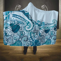 Aloha Hawaii Tapa Hooded Blanket Cool Turquoise Hawaiian Ipu - Polynesian Pride