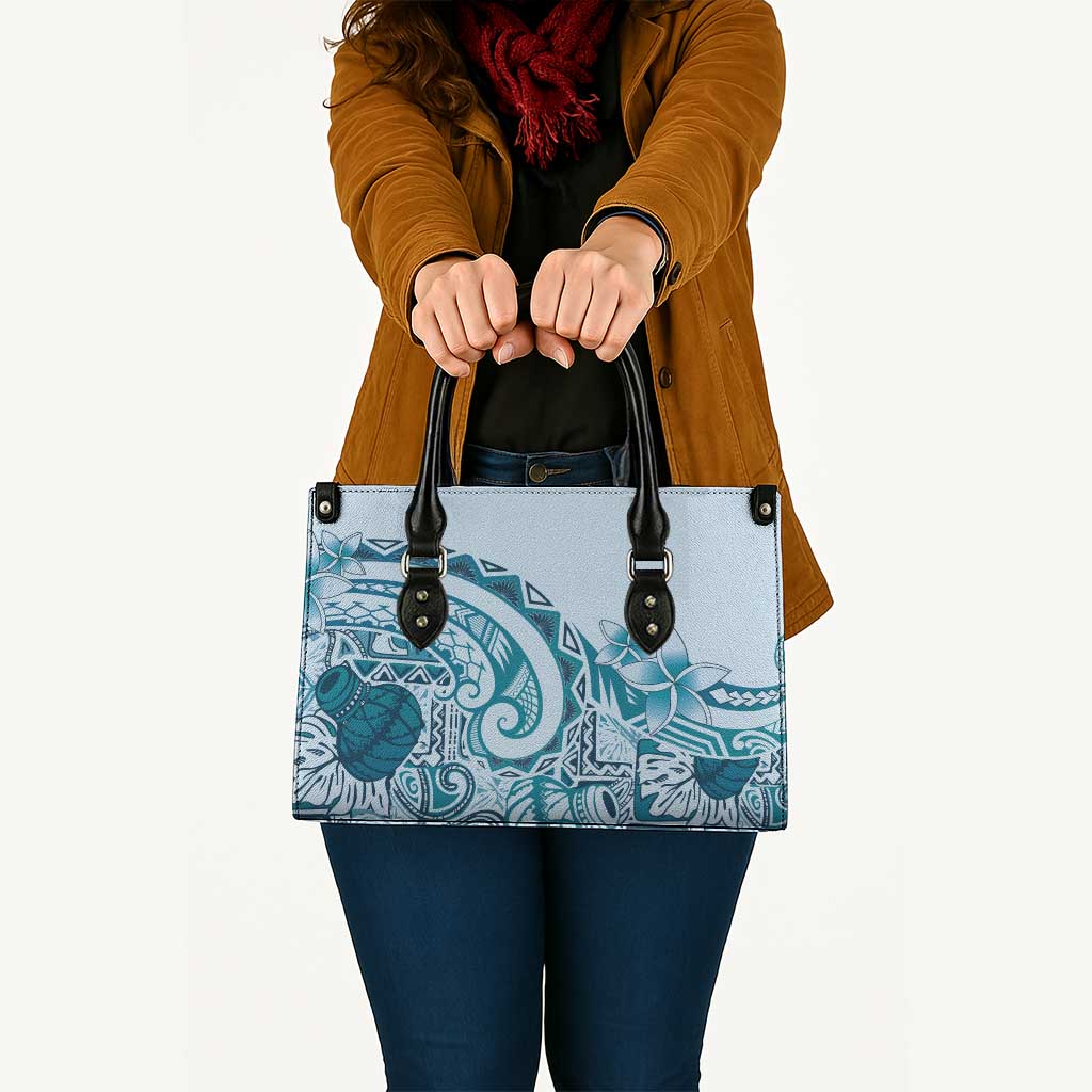 Aloha Hawaii Tapa Leather Bag Cool Turquoise Hawaiian Ipu - Polynesian Pride