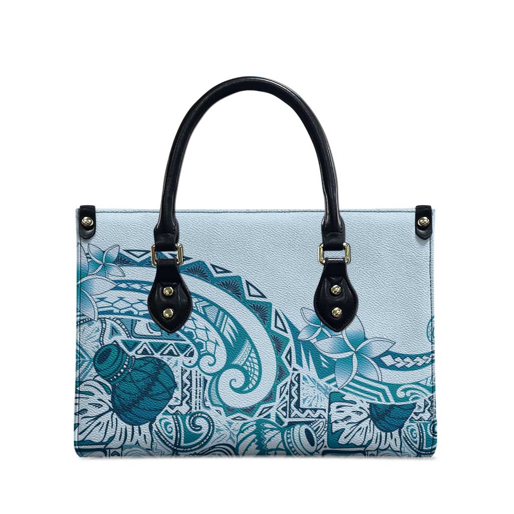 Aloha Hawaii Tapa Leather Bag Cool Turquoise Hawaiian Ipu - Polynesian Pride