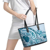 Aloha Hawaii Tapa Leather Tote Bag Cool Turquoise Hawaiian Ipu - Polynesian Pride