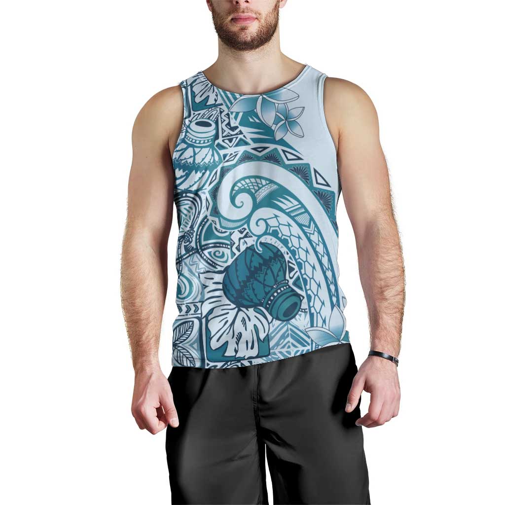 Aloha Hawaii Tapa Men Tank Top Cool Turquoise Hawaiian Ipu - Polynesian Pride