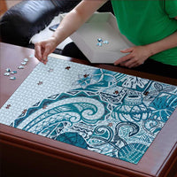 Aloha Hawaii Tapa Puzzle Cool Turquoise Hawaiian Ipu - Polynesian Pride