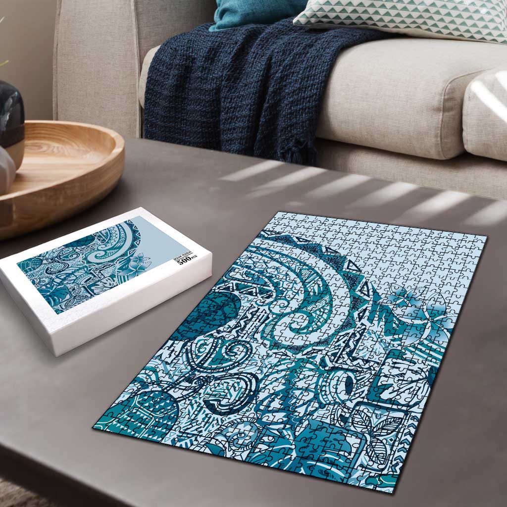 Aloha Hawaii Tapa Puzzle Cool Turquoise Hawaiian Ipu - Polynesian Pride