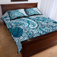 Aloha Hawaii Tapa Quilt Bed Set Cool Turquoise Hawaiian Ipu - Polynesian Pride