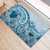 Aloha Hawaii Tapa Rubber Doormat Cool Turquoise Hawaiian Ipu - Polynesian Pride