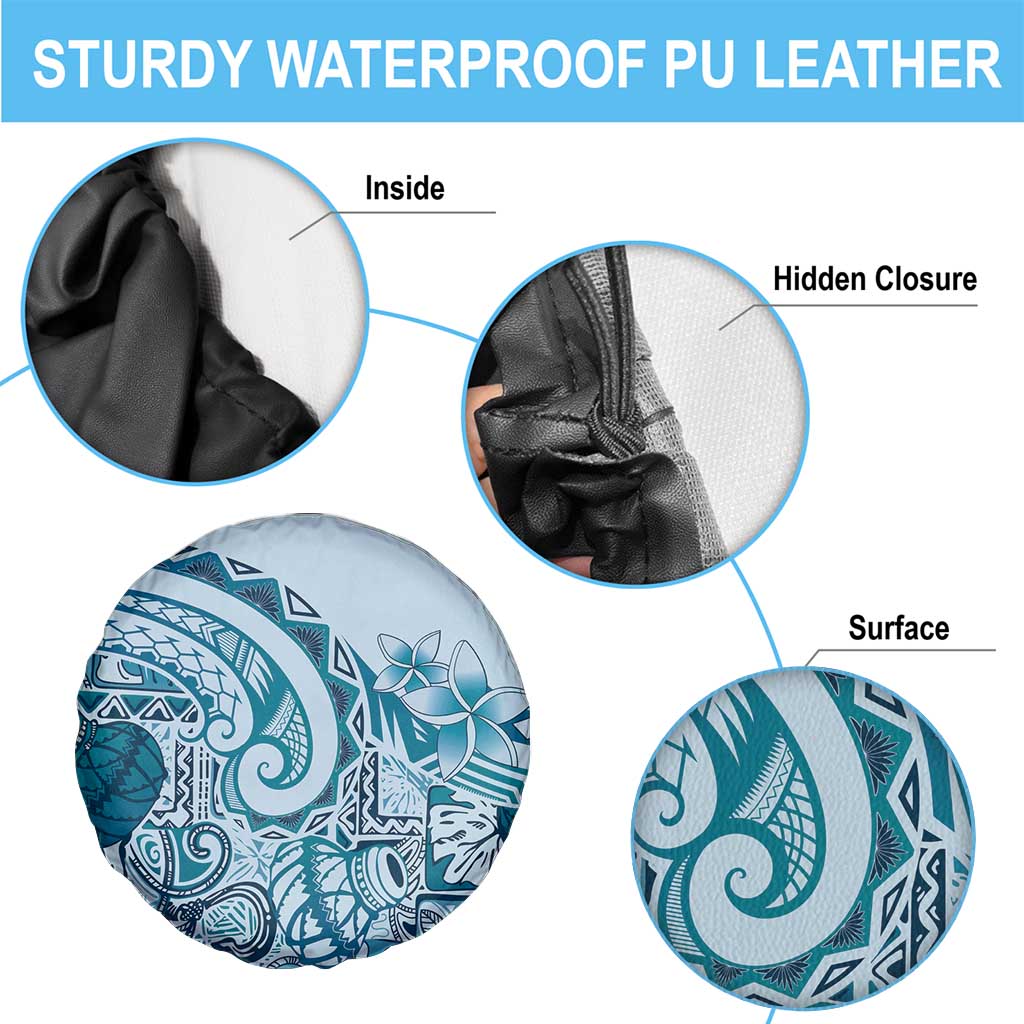 Aloha Hawaii Tapa Spare Tire Cover Cool Turquoise Hawaiian Ipu - Polynesian Pride