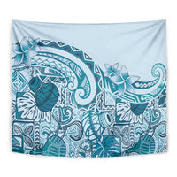 Aloha Hawaii Tapa Tapestry Cool Turquoise Hawaiian Ipu - Polynesian Pride