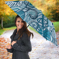 Aloha Hawaii Tapa Umbrella Cool Turquoise Hawaiian Ipu - Polynesian Pride